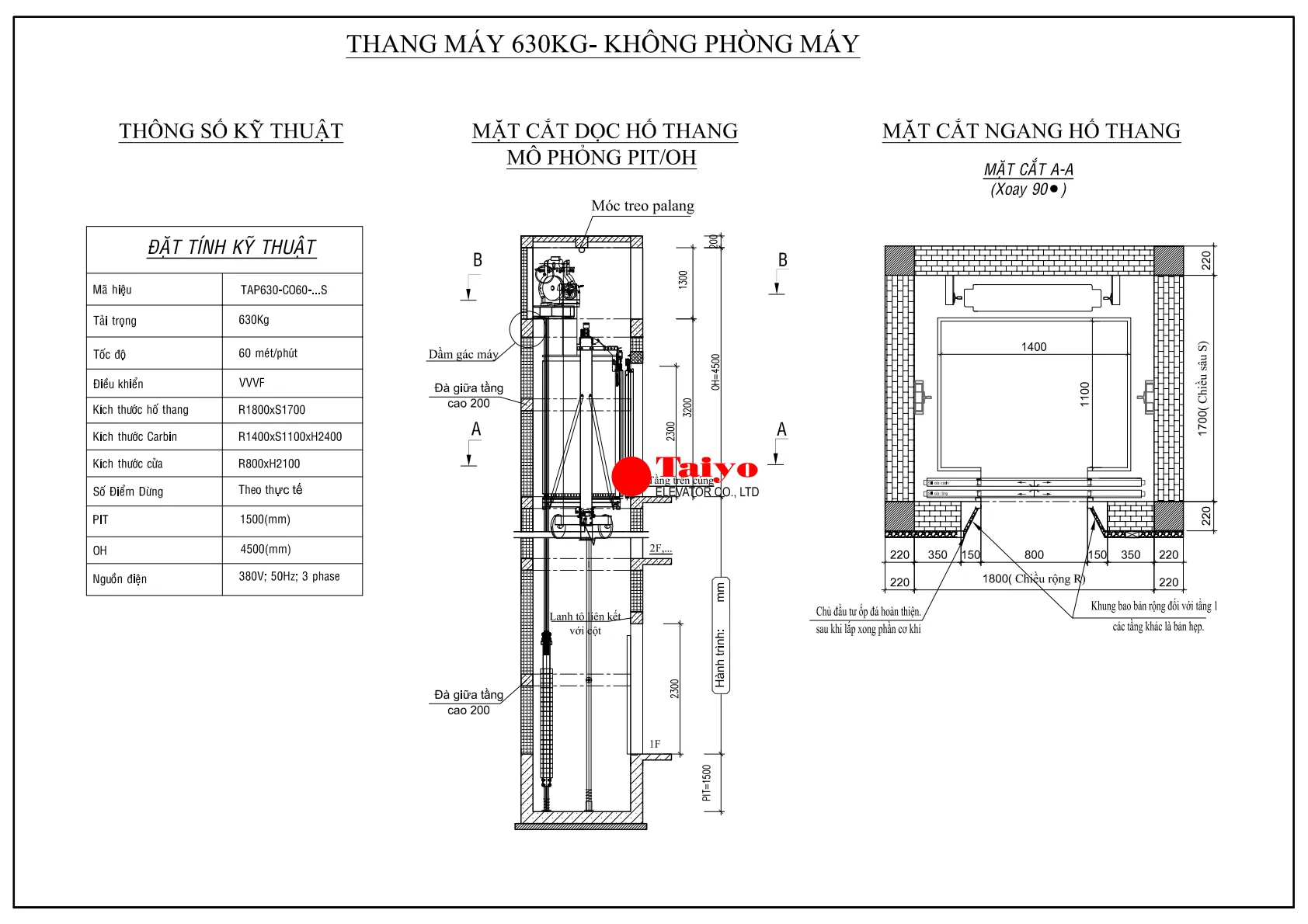 hình ảnh Thang máy gia đình 630kg không phòng máy