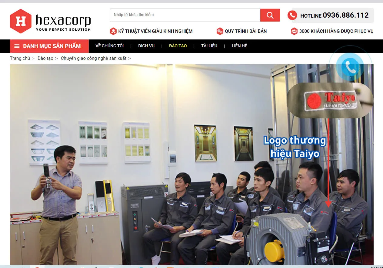 Hình ảnh buổi training của Công ty Thang Máy Taiyo Việt Nam bị sử dụng trái phép trên website công ty khác
